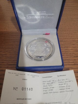 Moneda 1,5€ Plata 2008 Francia Spirou