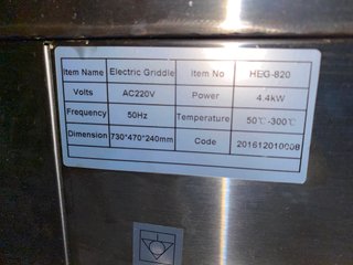 Plancha Eléctrica Sobremesa HEG-820 HS
