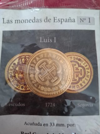 Réplica moneda 8 escudos Luis I 1724 Segovia