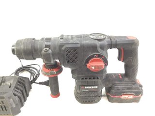 kit herramientas variadas parkside 2 radiales + taladro/martillo+ sierra+ 7 baterias+cargador