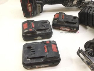 kit herramientas variadas parkside 2 radiales + taladro/martillo+ sierra+ 7 baterias+cargador