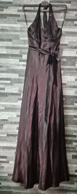 Vestido fiesta largo chocolate talla 38
