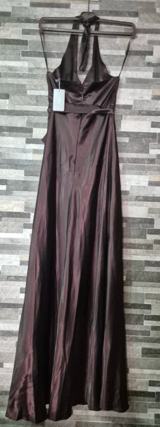 Vestido fiesta largo chocolate talla 38