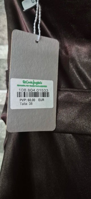 Vestido fiesta largo chocolate talla 38