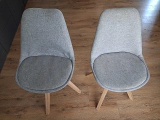 Sillas comedor giratoria Jysk tela y madera