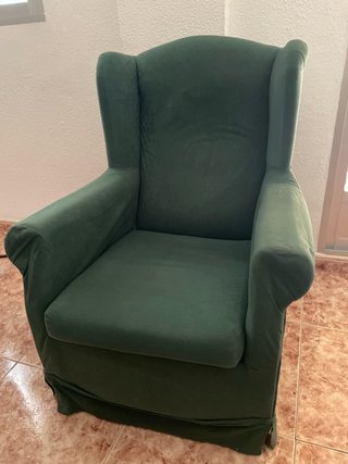 Sillón orejero vintage verde Se regala juego de 2