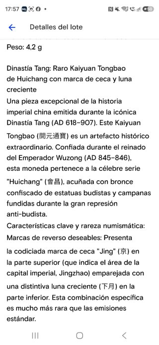 Moneda Kaiyuan Tongbao Huichang Dinastía Tang