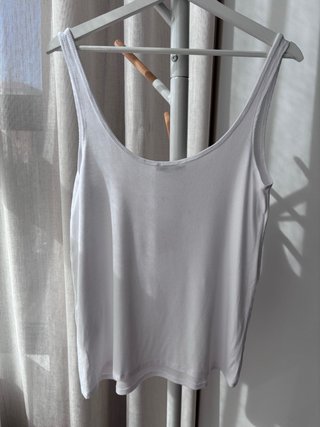 Top canalé blanco sin mangas Zara Talla M