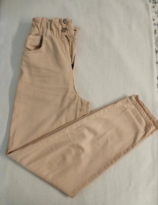 Pantalones beige paper bag