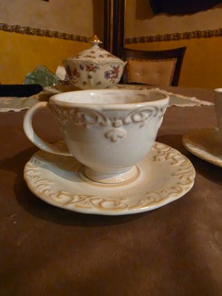 Set 2 Tazze Shabby Chic Oro Bianco