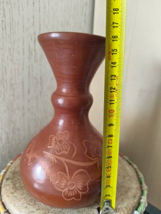 Jarrón florero terracota artesanal vintage.