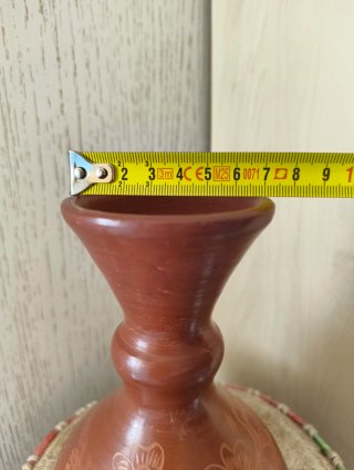 Jarrón florero terracota artesanal vintage.