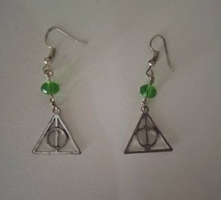Pendientes Harry Potter Símbolo Plata y Verde