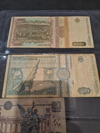 Lote 4 Billetes: Rumanía, México, Malasia