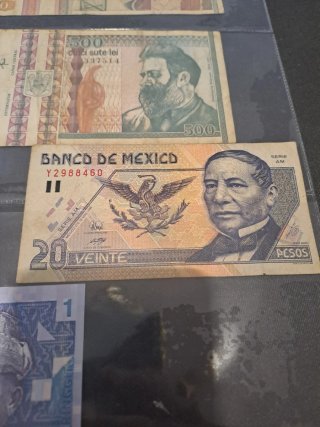 Lote 4 Billetes: Rumanía, México, Malasia