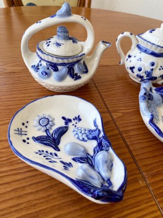 Precioso lote vintage de porcelana pintada a mano