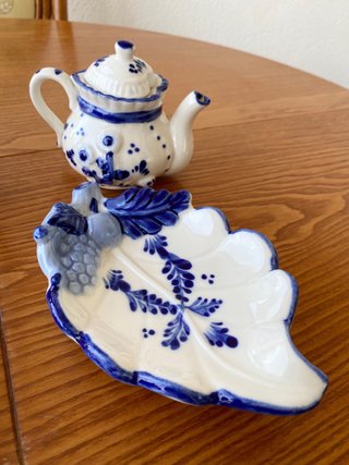Precioso lote vintage de porcelana pintada a mano