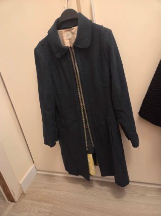 Abrigo paño chic negro/gris
