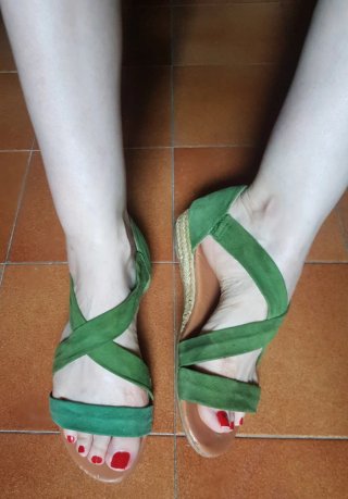 Sandali Bata donna pelle scamosciata verde