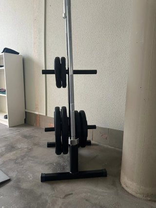 Soporte discos y barras olímpicas