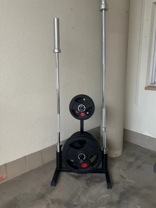 Soporte discos y barras olímpicas