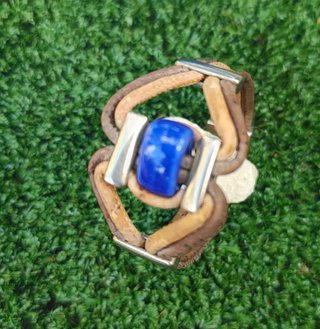 Pulsera mujer cuero y piedra azul