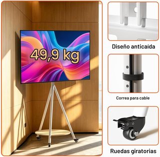 Soporte TV con Ruedas Blanco NUEVO