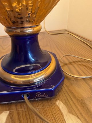 Lámpara de mesa Peralta cerámica y tela