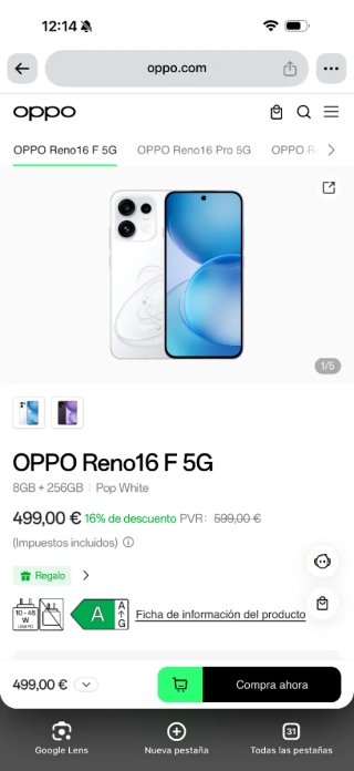 OPPO RENO 16F 5G 256GB// NUEVO!!GARANTÍA!!