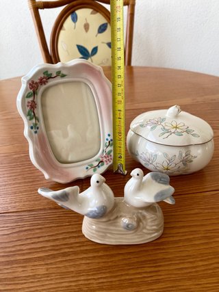 Conjunto Porcelana Vintage Aves y Marco Fotos