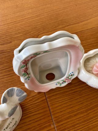 Conjunto Porcelana Vintage Aves y Marco Fotos