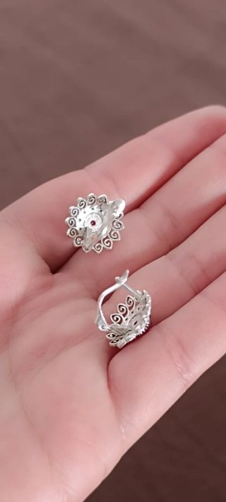 Pendientes Plata 925 Rubí y Marquesitas