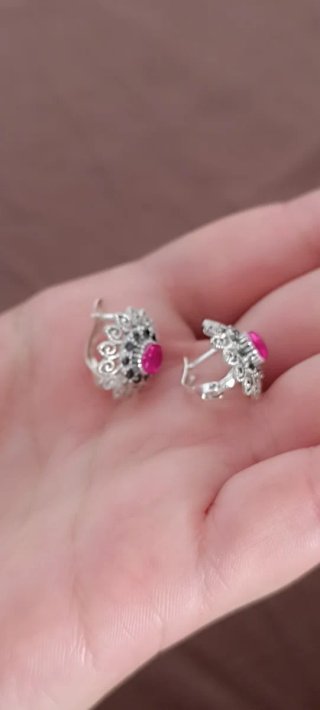 Pendientes Plata 925 Rubí y Marquesitas