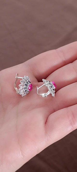 Pendientes Plata 925 Rubí y Marquesitas