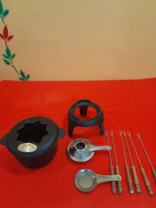 Set Fondue Hierro Fundido 6 Tenedores
