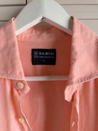 Camisa Lino Naranja Coral Silbon Talla S