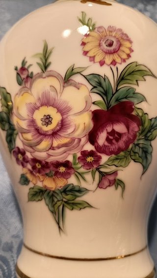 Vaso Potiche Porcellana decoro Fiori Oro