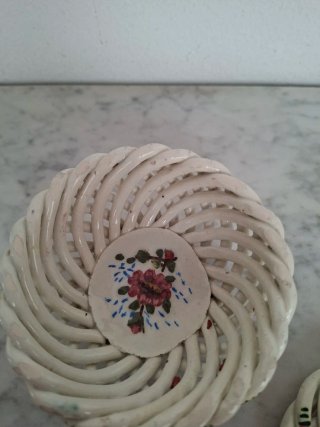 Caja Bombones Cerámica Vintage Flor Azul
