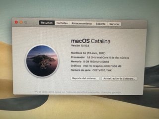 MacBook Air 13 2017 8GB RAM 128GB SSD COMO NUEVO