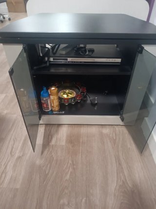 Mueble TV cristal y madera