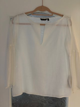 Blusa Massimo Dutti Lino Blanca