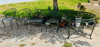 Conjunto de sillas y mesa de forja años 70.