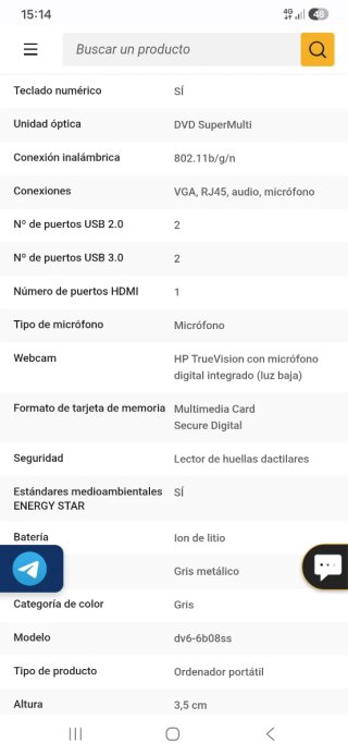 Portátil HP Pavilion dv6 i7 Plata