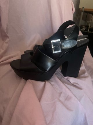 Sandalias Stradivarius Negras Plataforma Tacón Alt