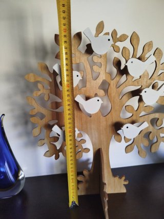 Árbol joyero de madera con pájaros