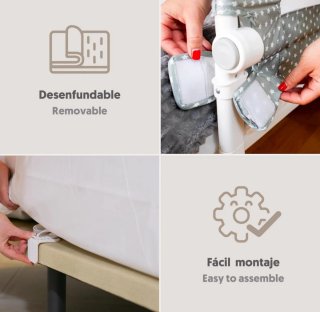 INTERBABY Barrera de cama 150 x 70 cm Abatible