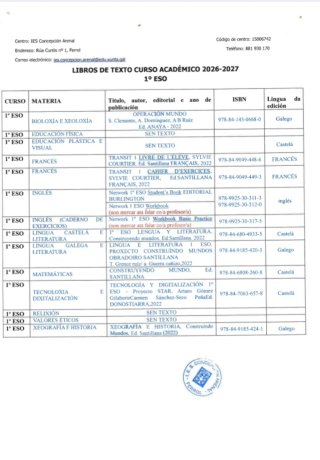 Bioloxía e xeoloxía, 1 ESO, Galicia, Operación ...