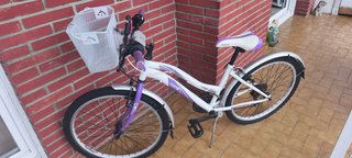 Bicicleta infantil/juvenil DTB blanca y morada
