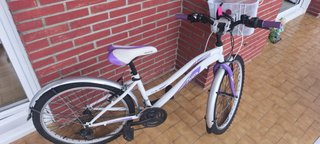 Bicicleta infantil/juvenil DTB blanca y morada