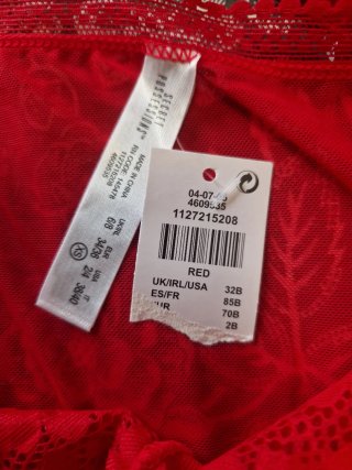 Conjunto lencería rojo encaje talla S